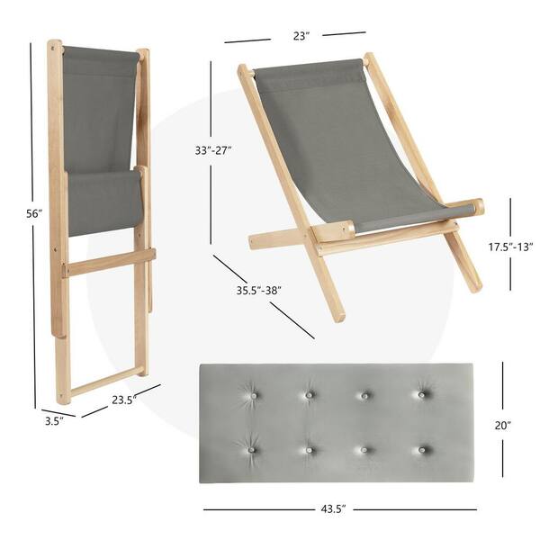 ANGELES HOME 3-Position Wood Adjustable and Folding Outdoor