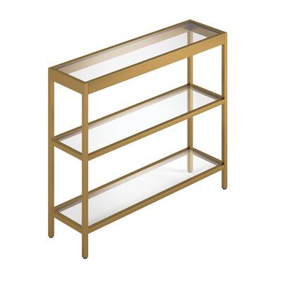 Alexis 36 in. Brass Standard Rectangle Glass Console Table with Storage