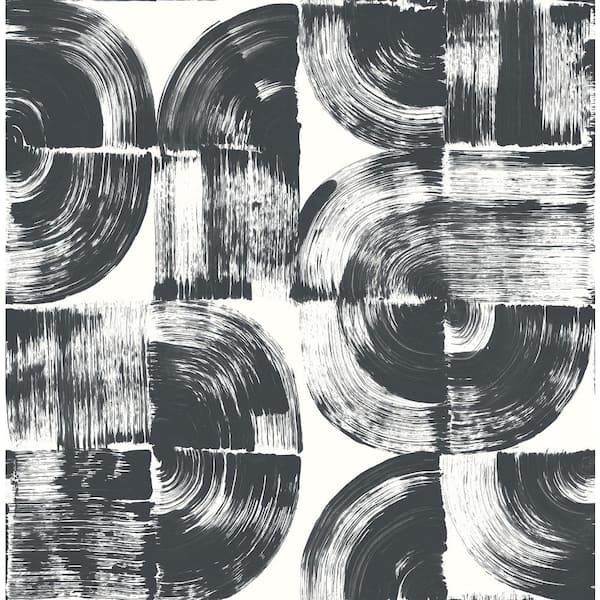 A-Street Prints Giulietta Black Painterly Geometric Wallpaper Sample