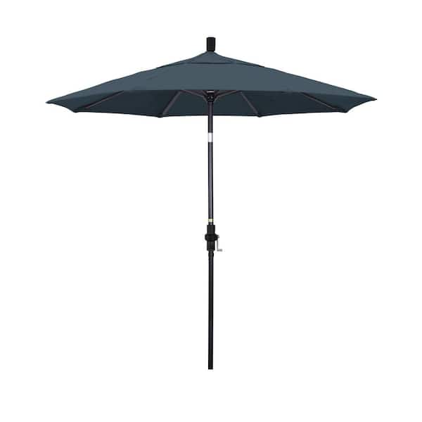 7.5 ft. Black Aluminum Market Patio Umbrella with Collar Tilt Crank Lift in Sapphire Pacifica