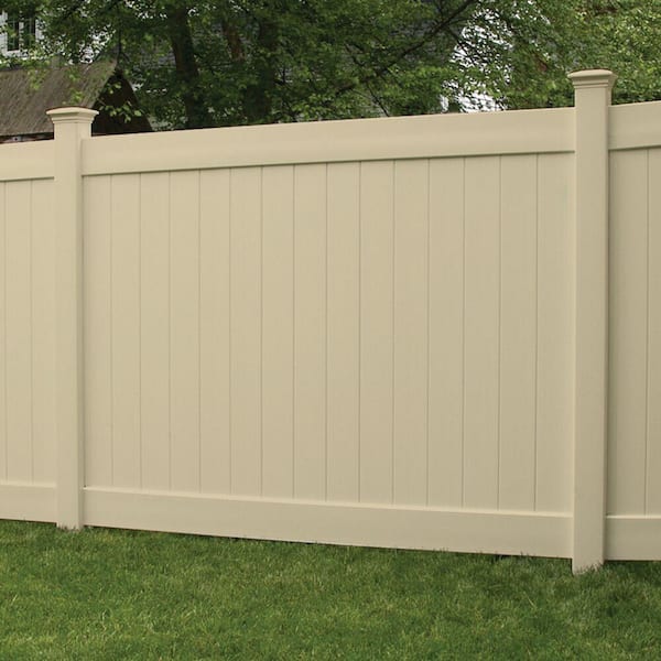 Veranda Linden 5 in. x 5 in. x 9 ft. Sand Vinyl Routed Fence Line Post