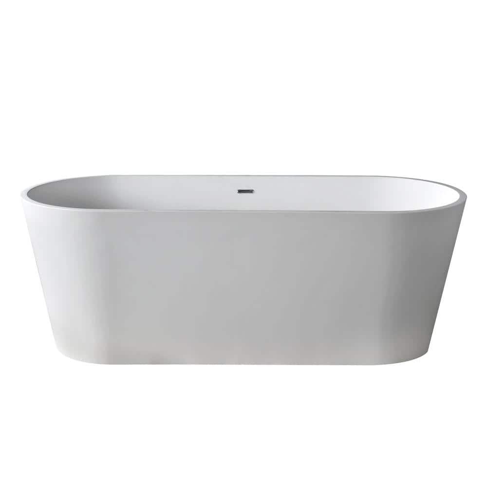 Kosima 66.8'' Matte White Stone Resin Freestanding Bathtub