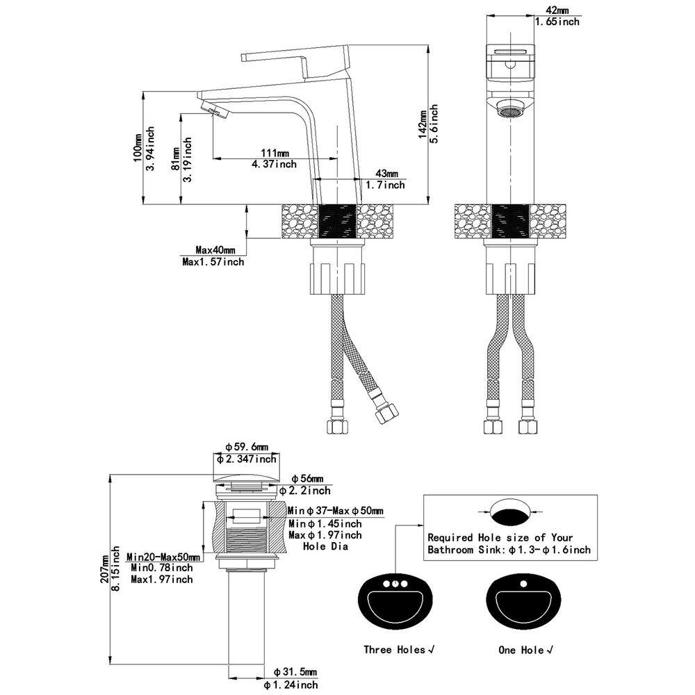 Brushed Nickel Single Handle Bathroom Faucet with Pop-Up Drain