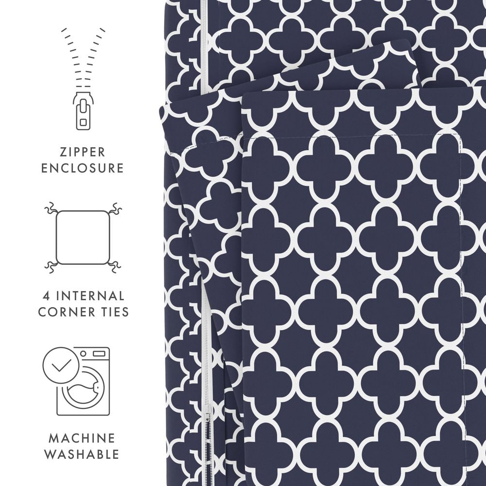 Navy Geometric King Duvet Cover Set with Pillow Shams