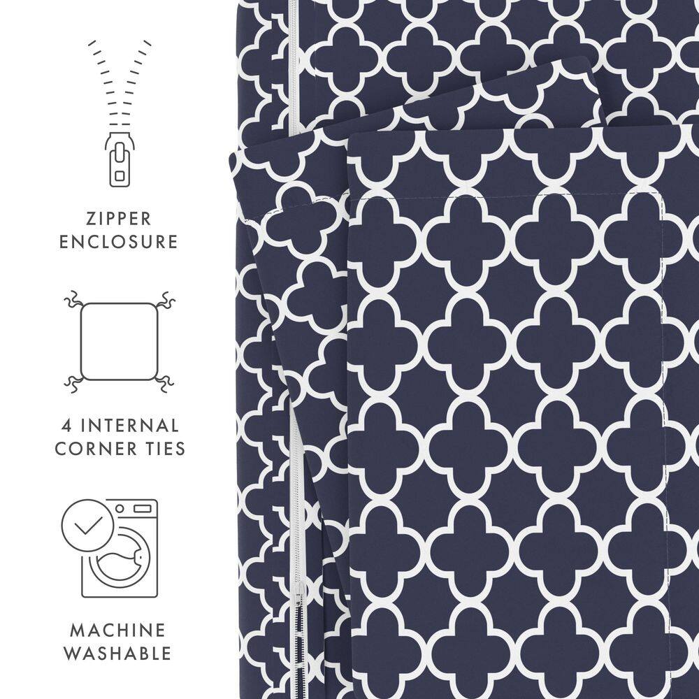 Navy Geometric Microfiber Twin Duvet Cover Set