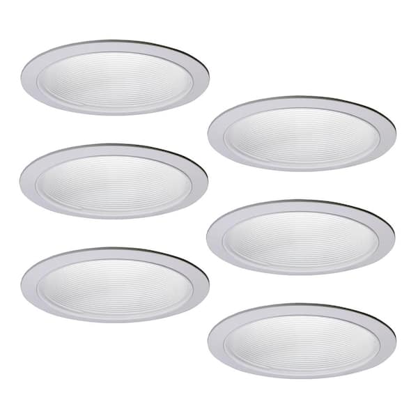 HALO E26 6 in. White Recessed Lighting Baffle with White Trim Ring (6-Pack)