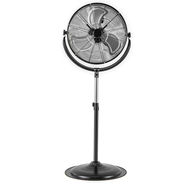 20 in. High Velocity Standing Floor Fan in Black with 3-Speeds 360° Tilt and Adjustable Height for Home Office