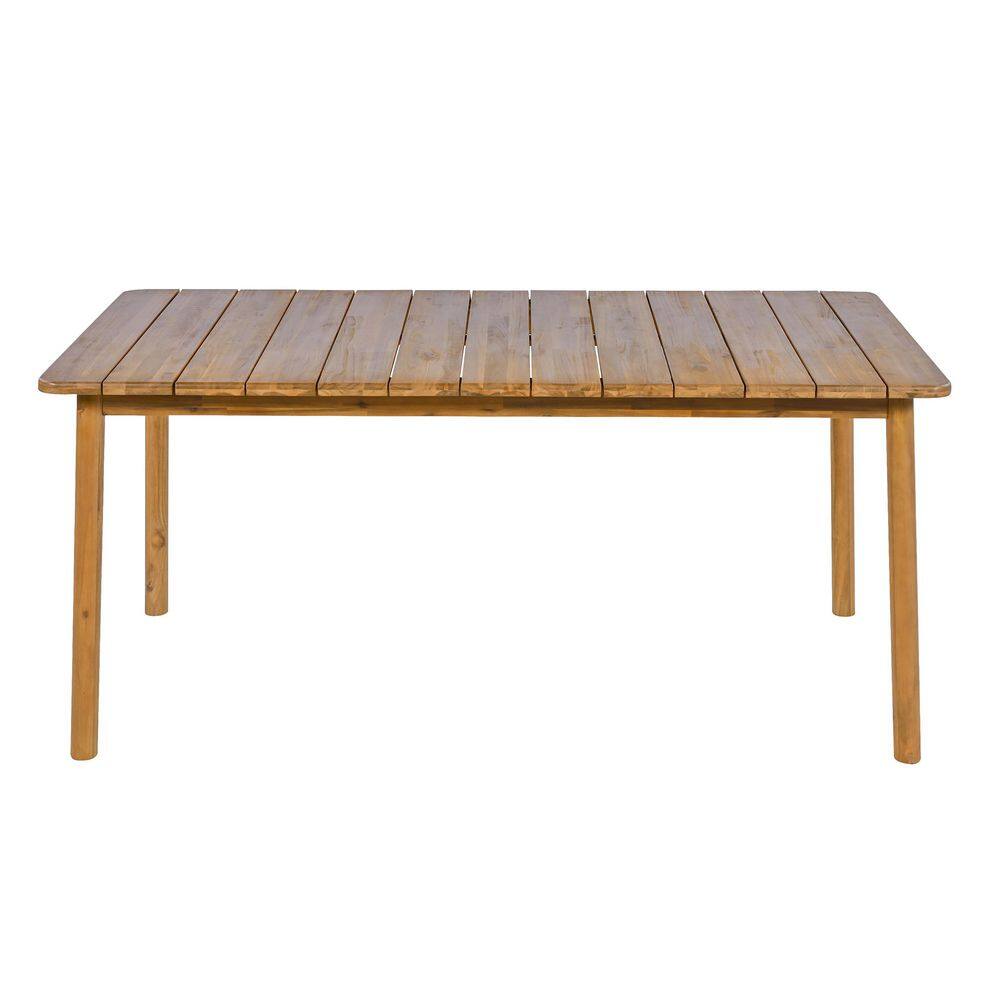 Ellis Modern Patio Solid Wood Rectangle Outdoor Dining Table, Teak Finish
