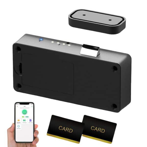 Smart Cabinet Lock Hidden No Drill Magnetic Baby Proofing Keyless RFID Bluetooth - Black Secure