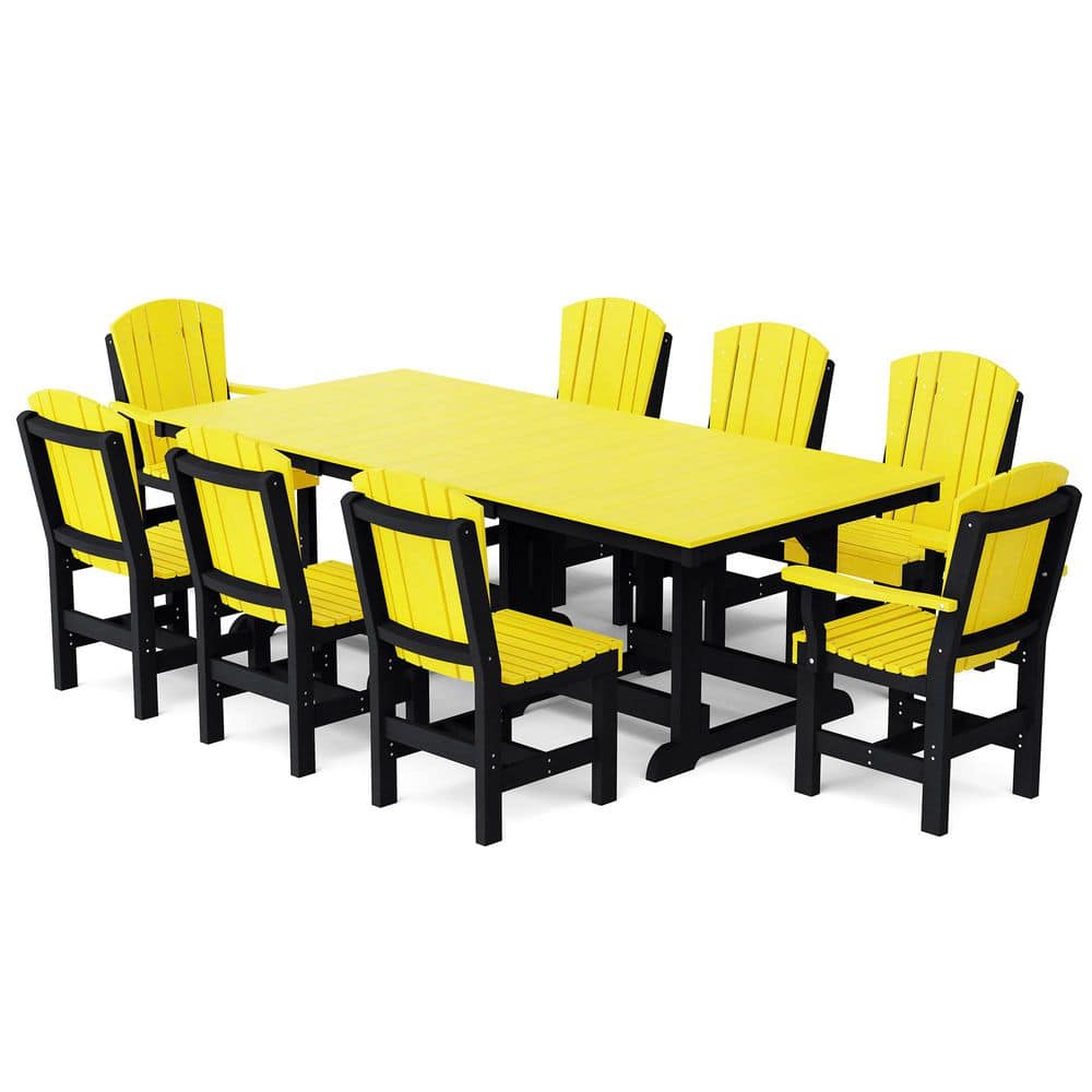 Heritage 9-Piece Lemon Yellow and Black HDPE Plastic Outdoor Patio Dining Set price history on PriceWatchPro
