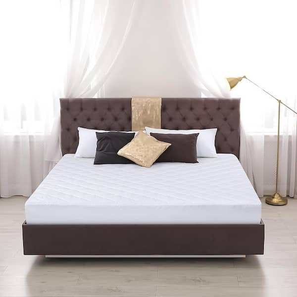 Unbranded Comfort 16 in. White Queen Memory Foam Quilted Fitted Mattress Topper