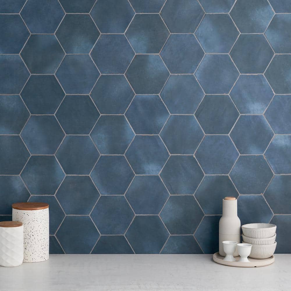 Denim Blue Hexagon Matte Porcelain Floor and Wall Tile