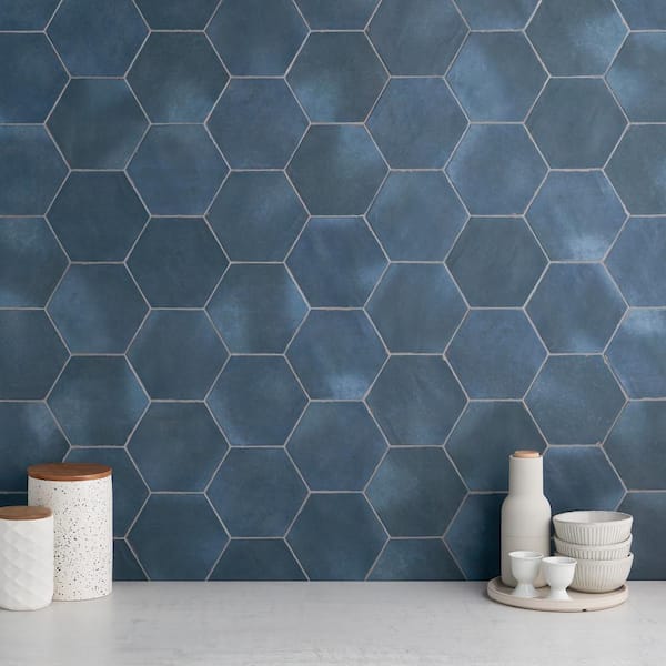 Ivy Hill Tile Alexandria Denim Blue Hexagon 5.5 in. x 6 in