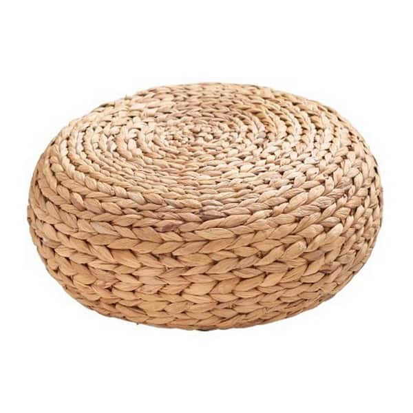 Unbranded Brown Zen-Inspired Water Hyacinth Woven Cushion on Throw Blanket, Perfect for Meditation, Yoga, and Stylish Home Decor