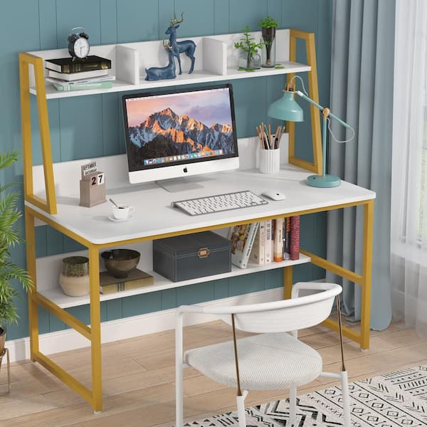 Homfa Computer Desk with Hutch and Bookshelf 39 Inches Writing