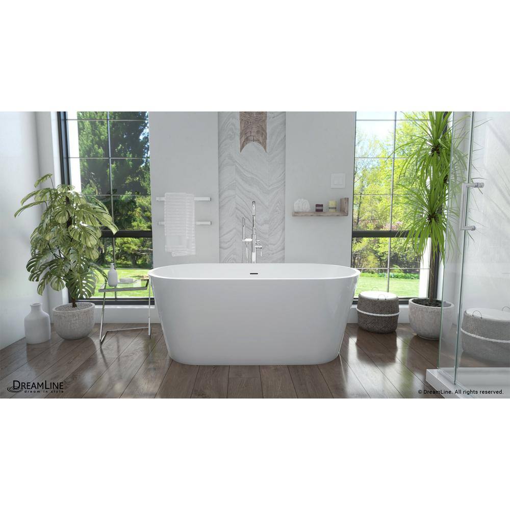 White and Matte Black Oval Acrylic Freestanding Bathtub
