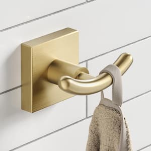 Ventus Bathroom Robe and Towel Double Hook in Brushed Gold