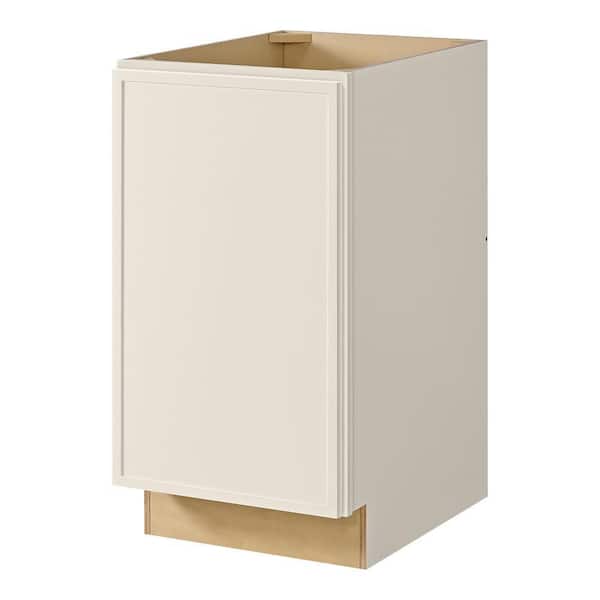 Leyton 18in.Wx 24in.D x 34.5in.H Ready to Assemble Plywood Slim Shaker Double Trash Can Kitchen Cabinet in Antique White