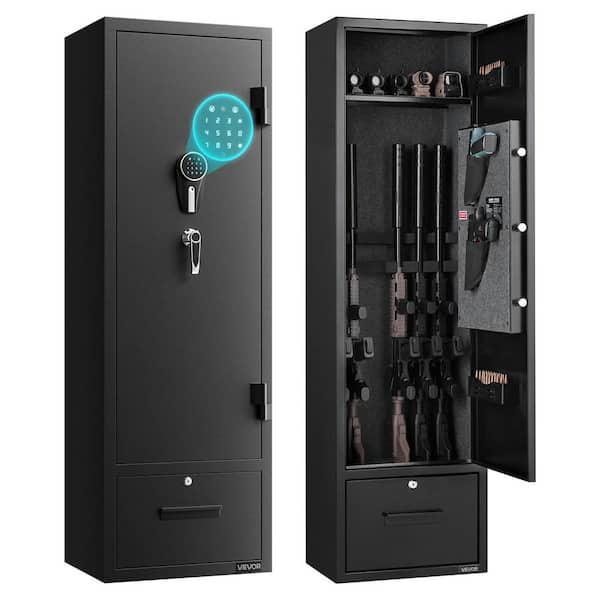 4 Gun Safe, Long Gun Cabinet for Rifles and Pistols, Quick Access Fireproof Rifle Safe with 2Ammo Slots, 2Pistol Pockets