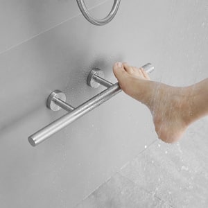 12 in. Wall Mounted Corner Shower Foot Rest Bar for Shaving Legs Bathroom/Spa In Brushed Nickel