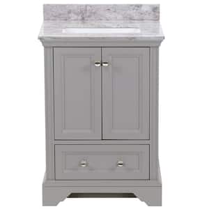 Stratfield 25 in. W x 22 in. D Bath Vanity in Sterling Gray with Stone Effect Vanity Top in Winter Mist with White Sink