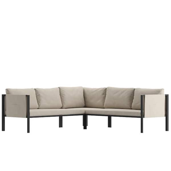 TAYLOR + LOGAN Black Steel Outdoor Loveseat