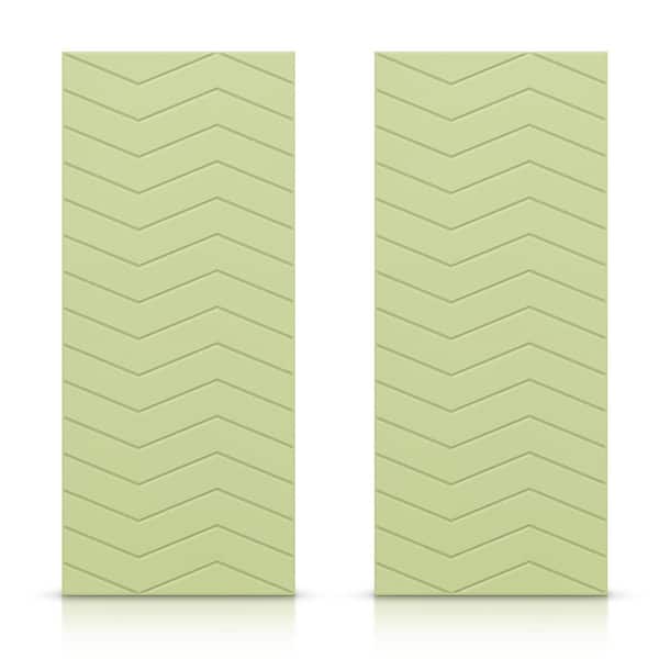 CALHOME 60 in. x 80 in. Hollow Core Sage Green Painted Composite MDF Interior Double Closet Sliding Doors