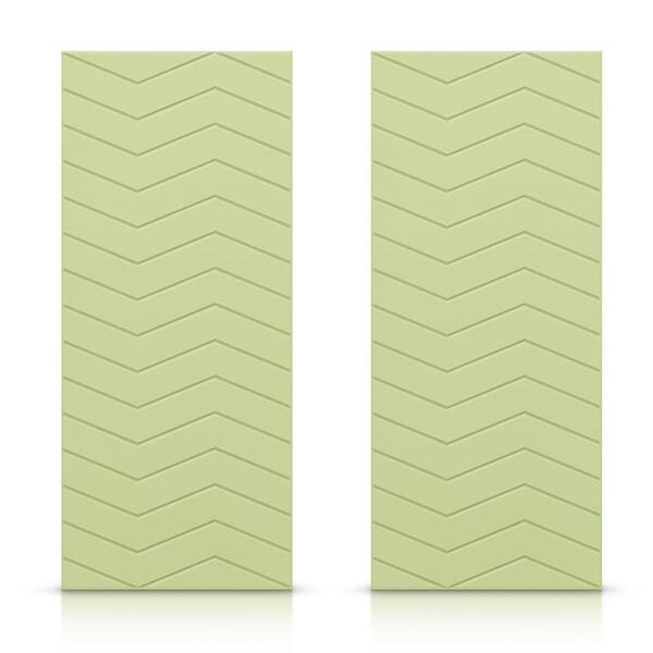 CALHOME 48 in. x 84 in. Hollow Core Sage Green Painted Composite MDF Interior Double Closet Sliding Doors
