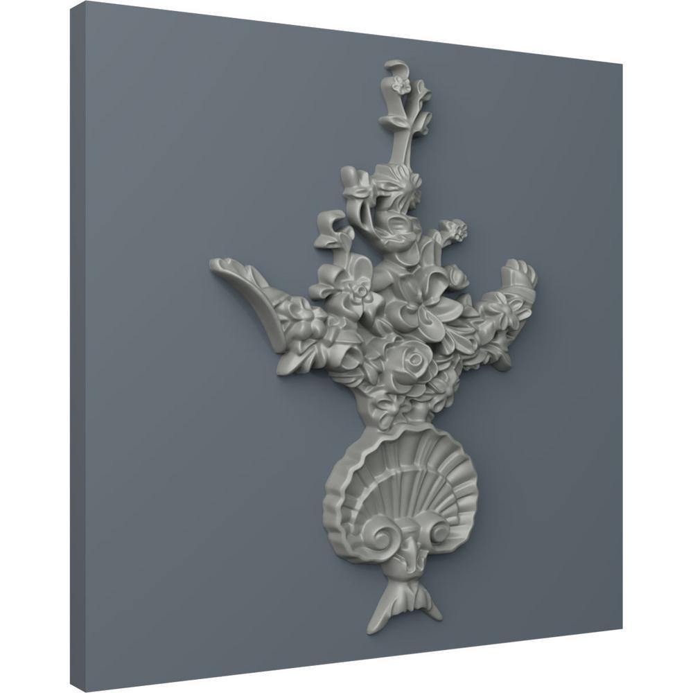 White Primed Polyurethane Floral Crown Moulding Applique
