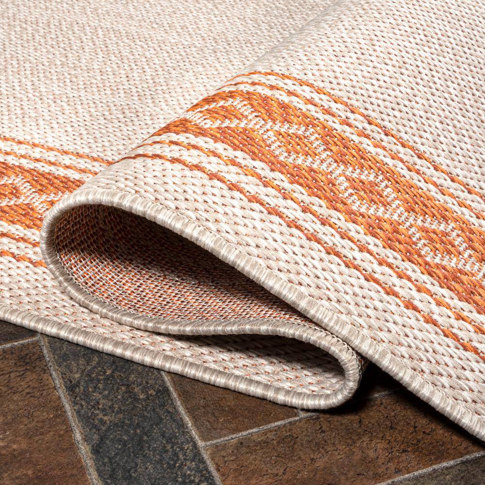 Santa Monica Cream/Orange Flat Woven Synthetic Runner Rug 2x8