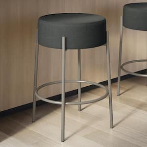 Clovis 30.75 in. Backless Bar Stool Charcoal Grey Polyester / Grey Metal