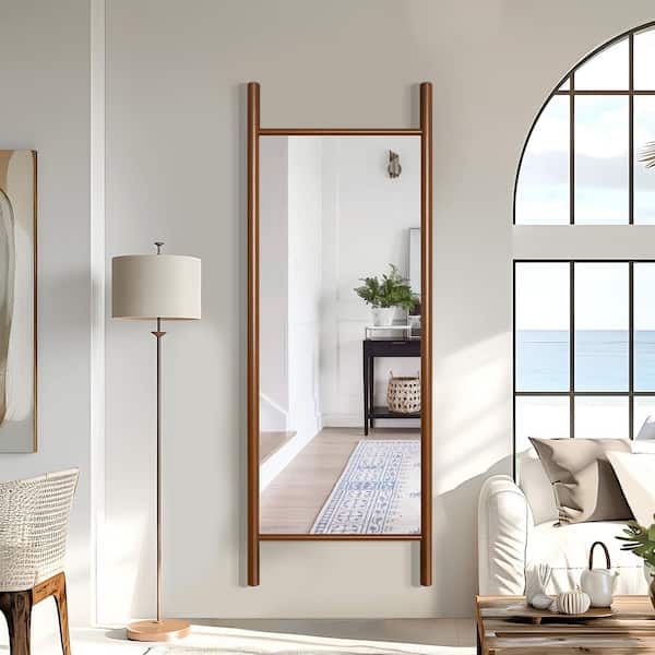 Lirago 24 in. W x 63 in. H Ladder-Style Solid Wood Framed Mirror in Walnut