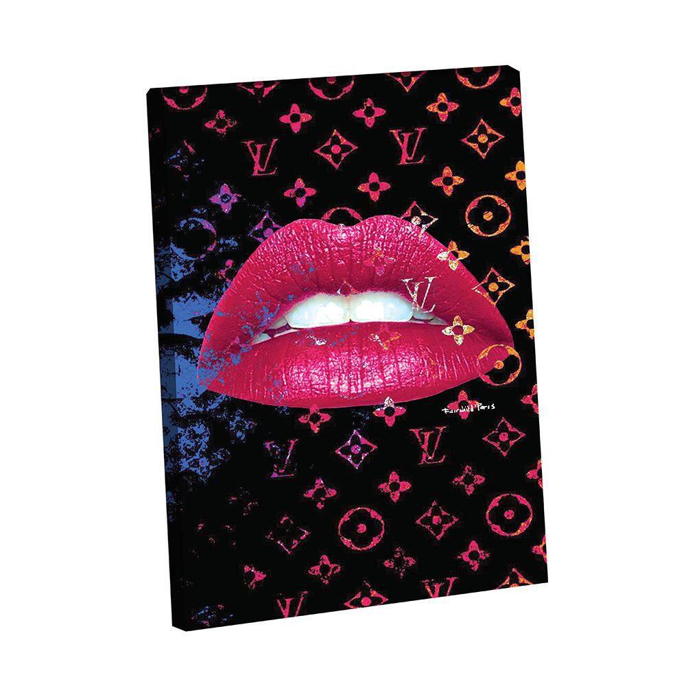 Fashion Glam Sparkling Pink Lips 20" x 30" Canvas Wall Art
