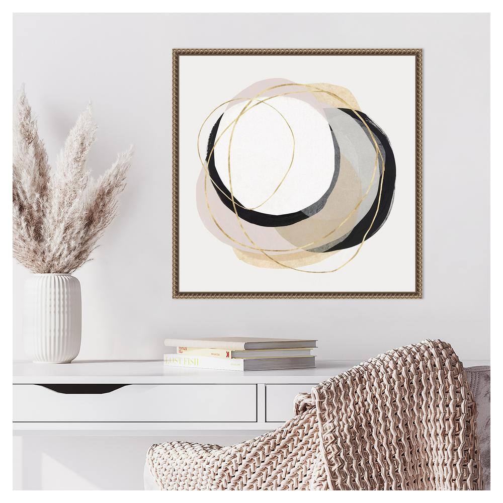Ring of Gold I Abstract Canvas Art with Bronze Floater Frame