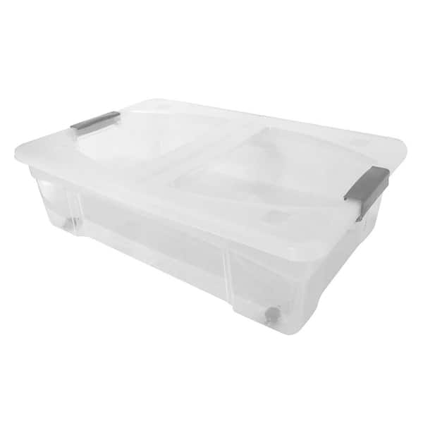 Modern Homes 7.4 Gal. Storage Box in Clear Bin with Grey Handles with cover