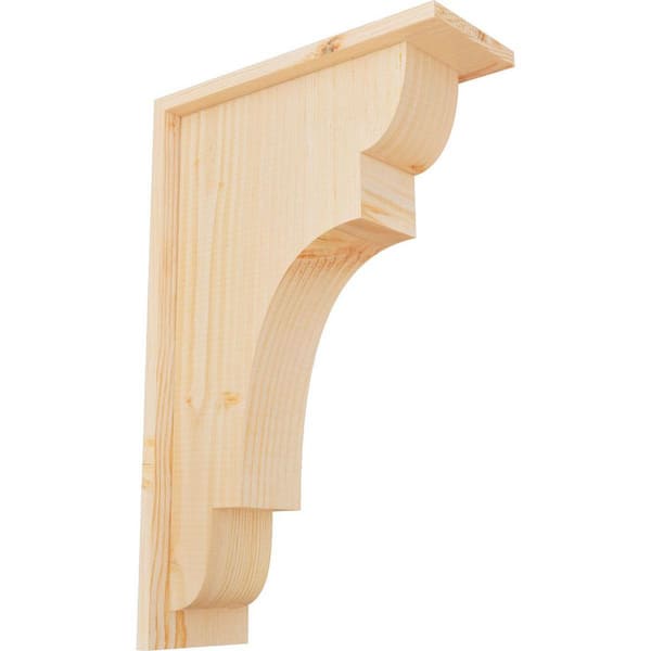Ekena Millwork 5-1/2 in. x 14 in. x 22 in. Douglas Fir New Brighton Smooth Corbel with Backplate