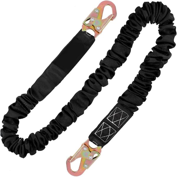 KIWDZFU 6 ft. Retractable Lifeline with Internal Shock Absorbing Dual Snap Hook for Fall Protection Climbing Tree Strap