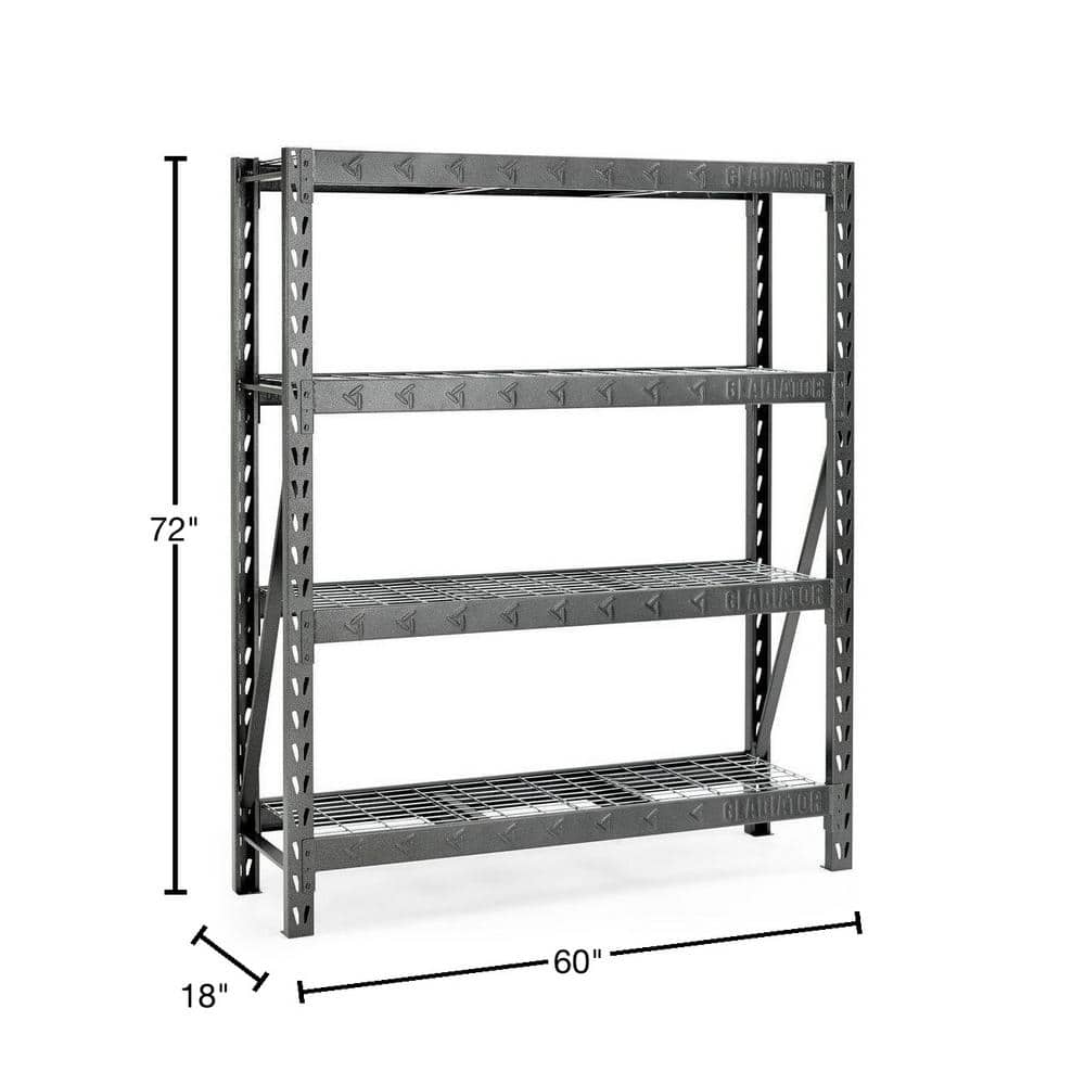 Heavy-Duty 60-Inch Black Welded Steel Garage Shelving Unit