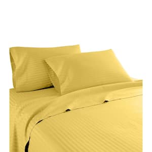 Hotel London 600 Thread Count 100% Cotton Deep Pocket Striped Sheet Set (King, Gold)