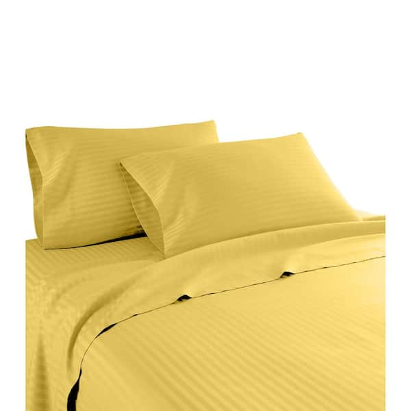 Unbranded Hotel London 600 Thread Count 100% Cotton Deep Pocket Striped Sheet Set (King, Gold)