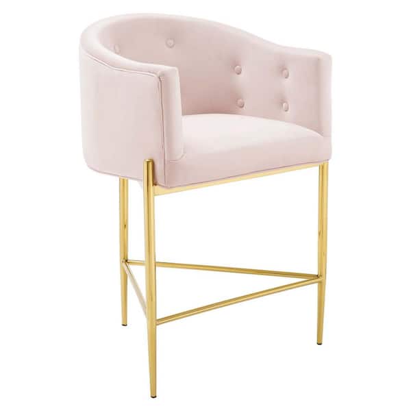 Savour Tufted Performance Velvet Counter Stool in Pink