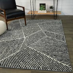 Larsen Charcoal Grey 5 ft. x 7 ft. Modern Stripe Area Rug