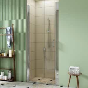 34 to 35-1/2 in. W x 72 in. H Pivot Swing Frameless Shower Door in Chrome with Clear Glass