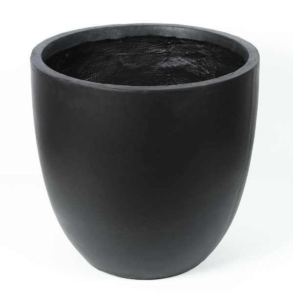 17.2 in. H Round Tapered Black MgO Composite Planter Pot