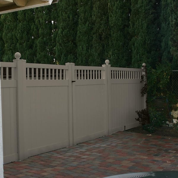 Mason 7.4 ft. W x 6 ft. H Khaki Vinyl Privacy Fence Double Gate Kit