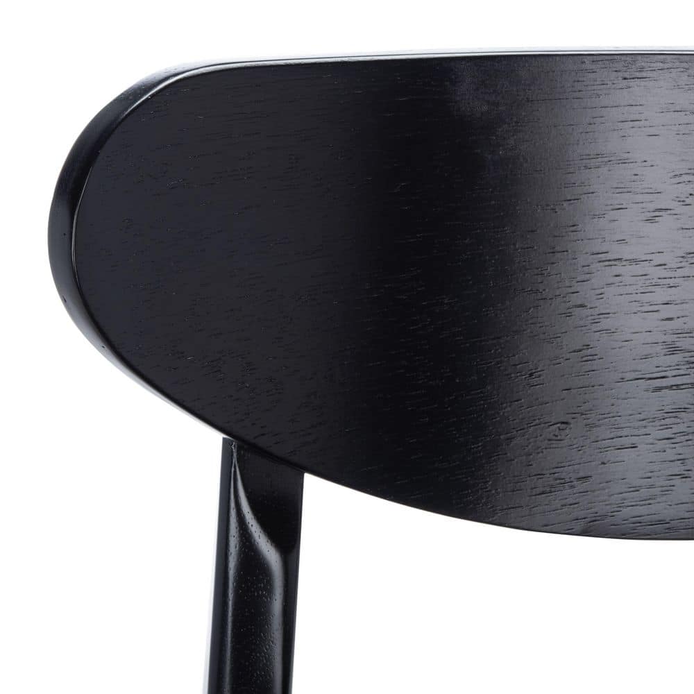 Mid-Century Sleek Black Wood Bar Stool, Set of 2
