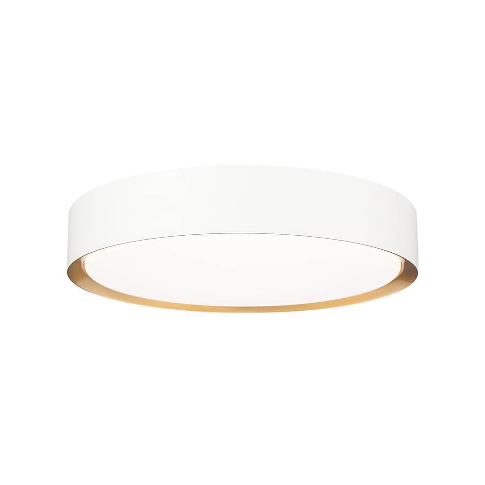 Kawan 16 in. Matte White Plus Modern Gold Flush Mount with Acrylic Shade an