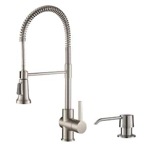 Britt Single Handle Pull Down Sprayer Kitchen Faucet with Deck Plate and Soap Dispenser in Spot Free Stainless Steel