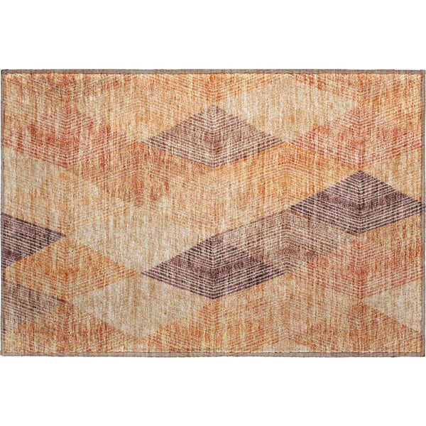 Mayfield Premium Machine Washable Abstract AMF962 Orange 1 ft. 8 in. x 2 ft. 6 in. Area Rug