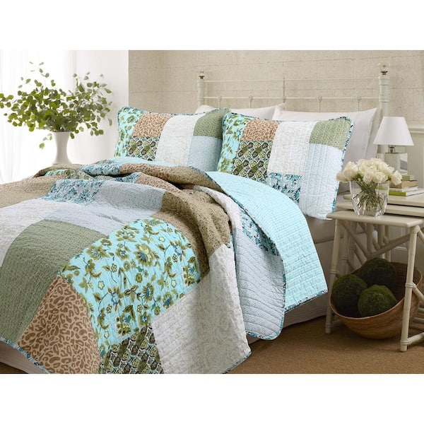 3 Piece Patchwork Bedspread Quilted Throw Double & King Size Printed Bedding Set 